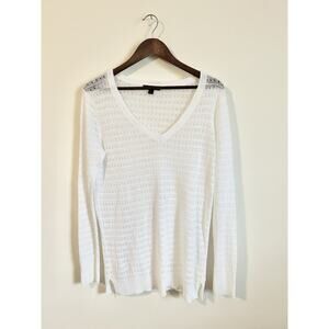 Ann Taylor 100% Linen White Sweater Women’s Size L